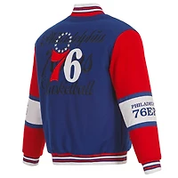 Veste réversible en laine entièrement zippée JH Design Royal Philadelphia 76ers pour homme