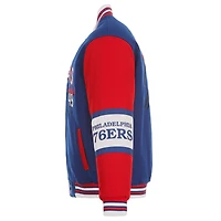 Veste réversible en laine entièrement zippée JH Design Royal Philadelphia 76ers pour homme