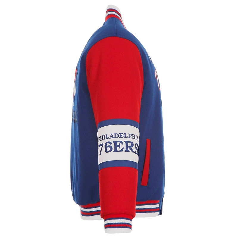 Men's JH Design Royal Philadelphia 76ers Reversible Wool Full-Zip Jacket