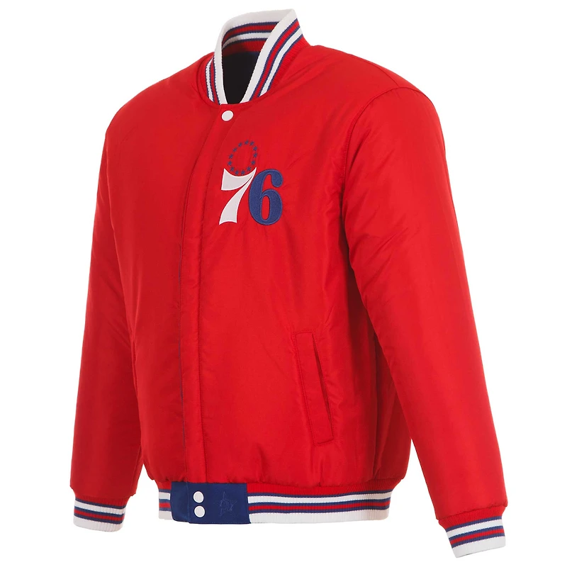 Men's JH Design Royal Philadelphia 76ers Reversible Wool Full-Zip Jacket