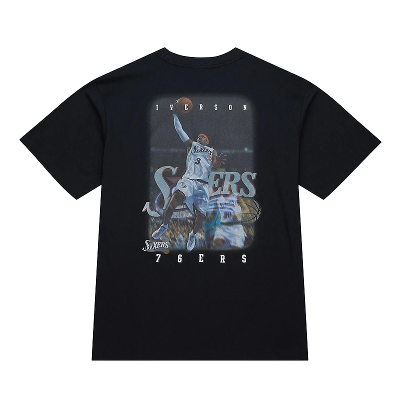 T-shirt Mitchell & Ness Allen Iverson noir pour homme Philadelphia 76ers Hardwood Classics NBA Legends