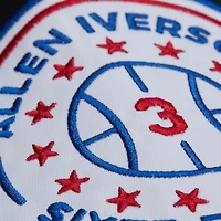 Veste en satin noire Allen Iverson de Mitchell & Ness pour homme, légendes la NBA des Philadelphia 76ers, avec boutons-pression