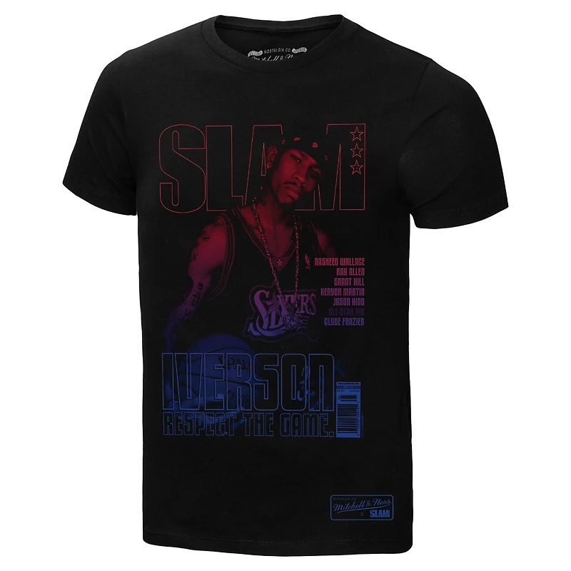 Men's Mitchell & Ness Allen Iverson Black Philadelphia 76ers SLAM Gradient T-Shirt