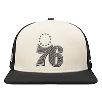 Men's Pro Standard  Cream/Black Philadelphia 76ers French Terry Snapback Hat