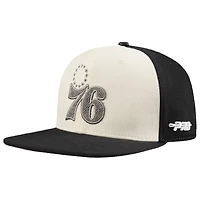 Men's Pro Standard  Cream/Black Philadelphia 76ers French Terry Snapback Hat