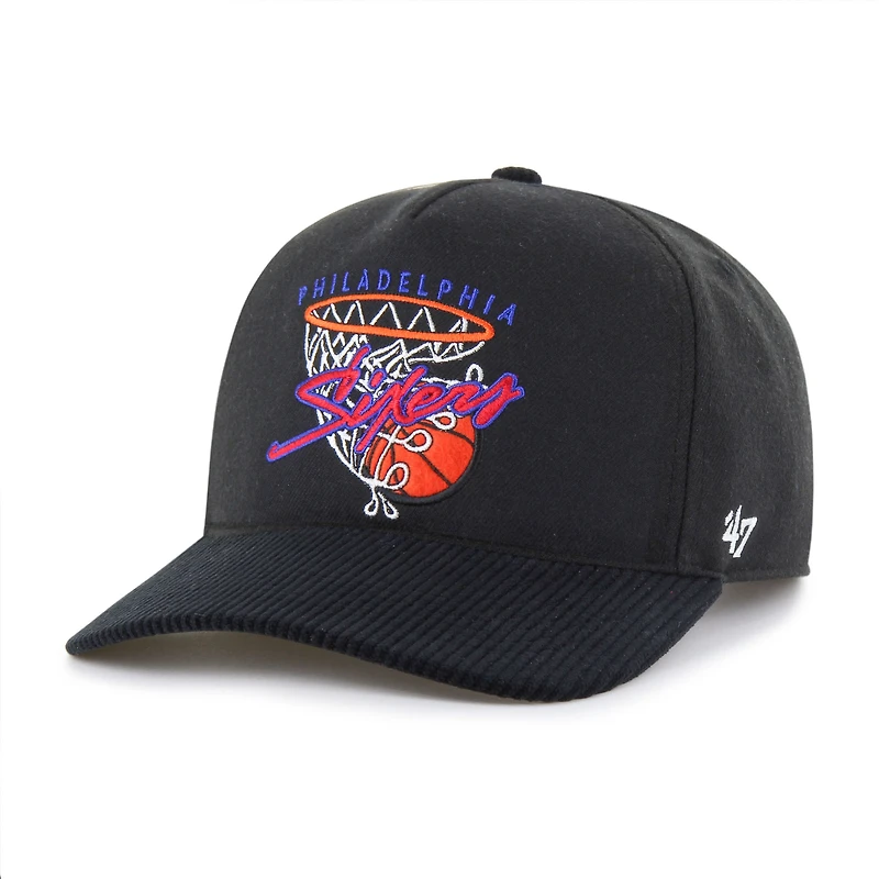 Men's '47  Black Philadelphia 76ers Nothing But Net Hitch Adjustable Hat