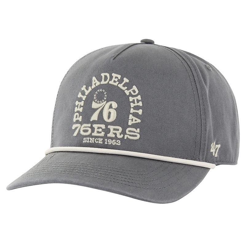 Men's '47  Charcoal Philadelphia 76ers Canyon Ranchero Hitch Adjustable Hat