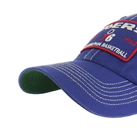 Men's '47 Royal/Tan Philadelphia 76ers Wabash Patch Clean Up Adjustable Hat