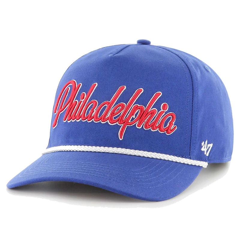 Men's '47  Royal Philadelphia 76ers Overhand Logo Hitch Adjustable Hat