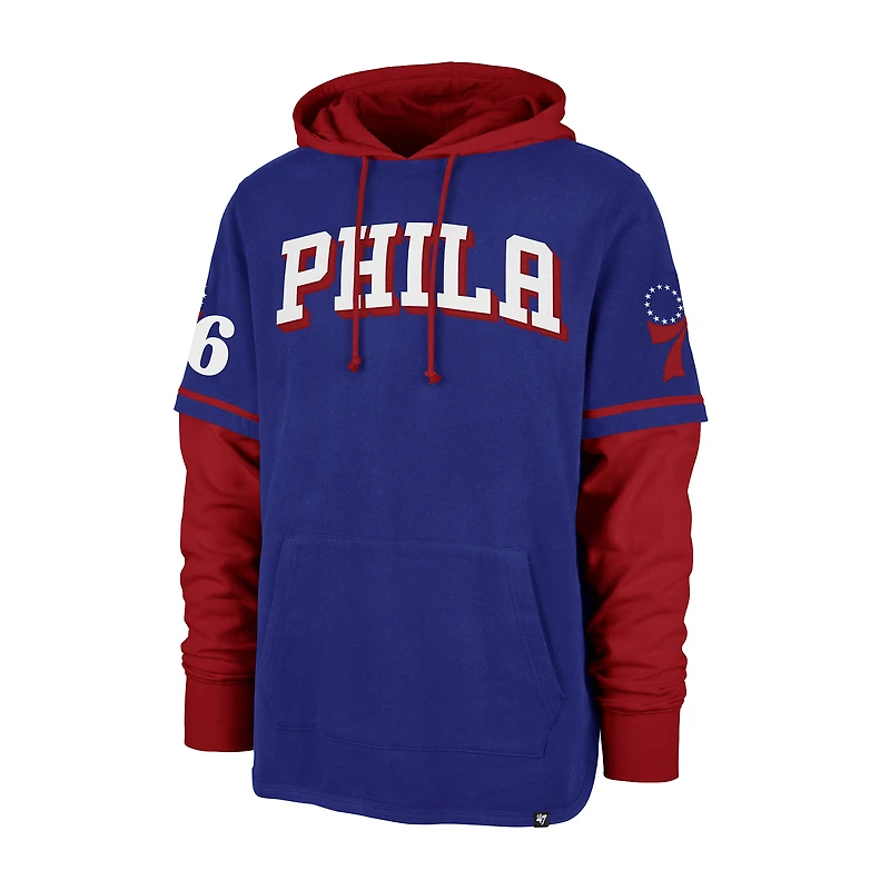 Men's '47 Royal Philadelphia 76ers Trifecta Shortstop Pullover Hoodie