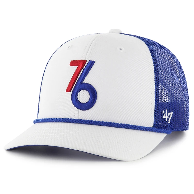 Men's '47 White/Royal Philadelphia 76ers 2024/25 City Edition Trucker Adjustable Hat