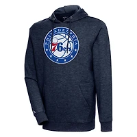 Sweat à capuche Action Antigua Heather Navy pour homme des Philadelphia 76ers