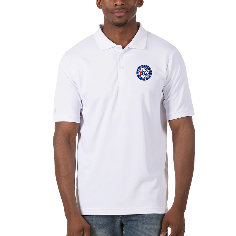 Men's Antigua White Philadelphia 76ers Legacy Pique Polo