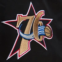 Men's Black Philadelphia 76ers Hardwood Classics Blackout Collection Satin Full-Zip Jacket