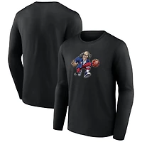 T-shirt noir à manches longues pour homme avec mascotte de minuit des Philadelphia 76ers