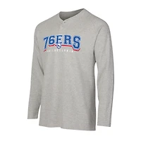 Men's Concepts Sport  Gray Philadelphia 76ers Hawthorn Thermal Knit Long Sleeve Henley T-Shirt