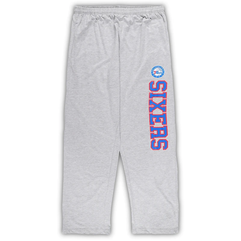 Men's Concepts Sport Royal/Heather Gray Philadelphia 76ers Big & Tall T-Shirt and Pajama Pants Sleep Set