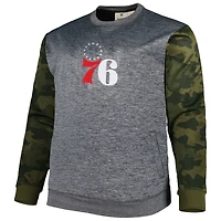 Men's Fanatics Heather Charcoal Philadelphia 76ers Big & Tall Camo Stitched Sweatshirt
