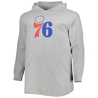 Sweat à capuche Fanatics Heather Grey Philadelphia 76ers Big & Tall pour hommes