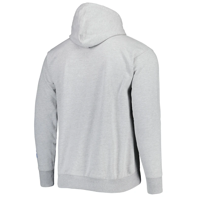 Sweat à capuche Fanatics Heather Grey Philadelphia 76ers Wordmark French Terry pour hommes