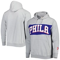 Sweat à capuche Fanatics Heather Grey Philadelphia 76ers Wordmark French Terry pour hommes