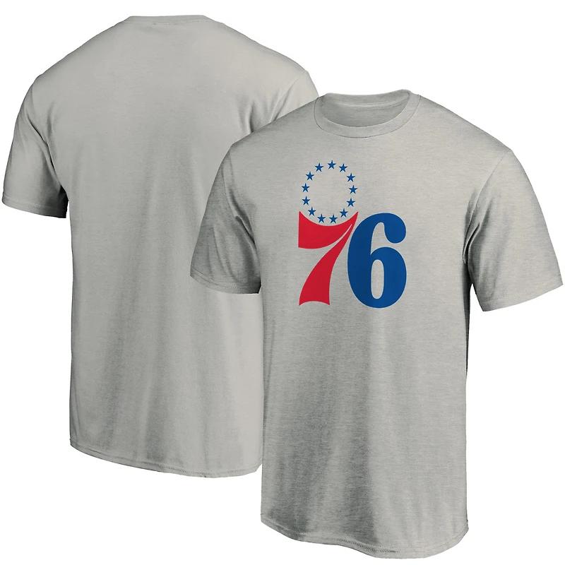 T-shirt avec logo de l'équipe principale des Philadelphia 76ers Fanatics gris chiné pour hommes