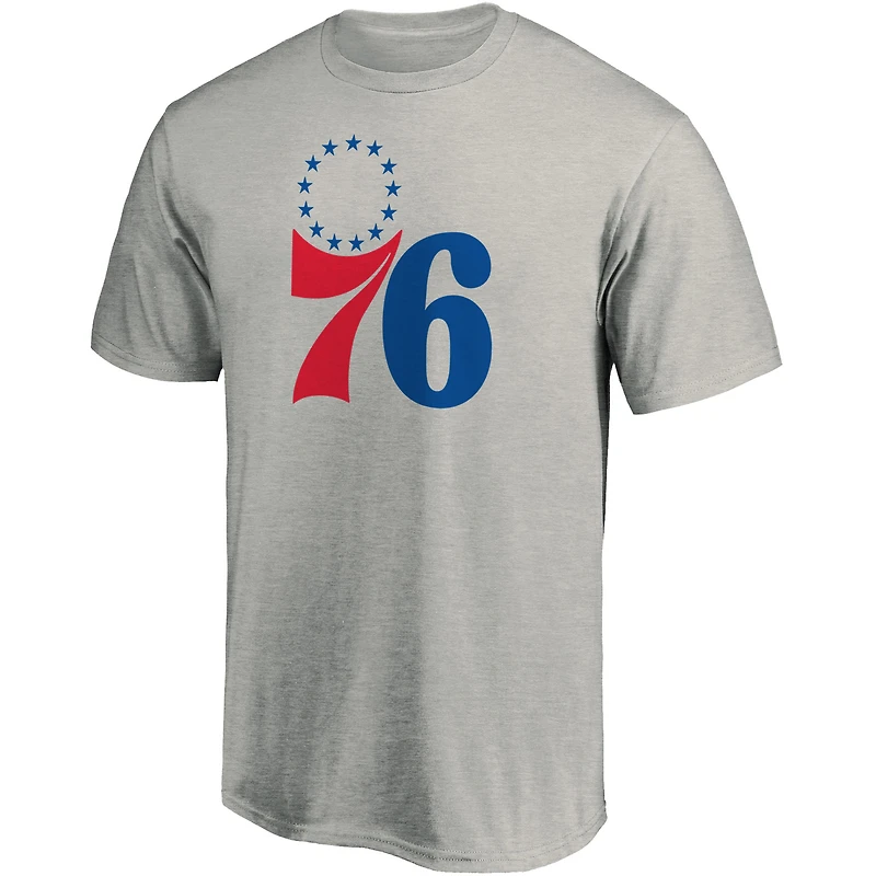 Men's Fanatics Heathered Gray Philadelphia 76ers Primary Team Logo T-Shirt
