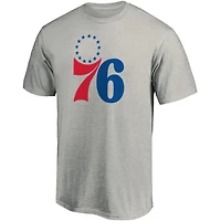 Men's Fanatics Heathered Gray Philadelphia 76ers Primary Team Logo T-Shirt
