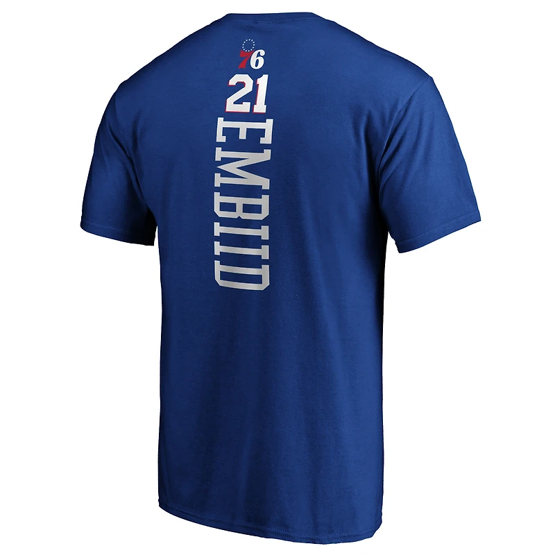 T-shirt avec nom et numéro de meneur jeu Fanatics Joel Embiid Royal Philadelphia 76ers pour hommes