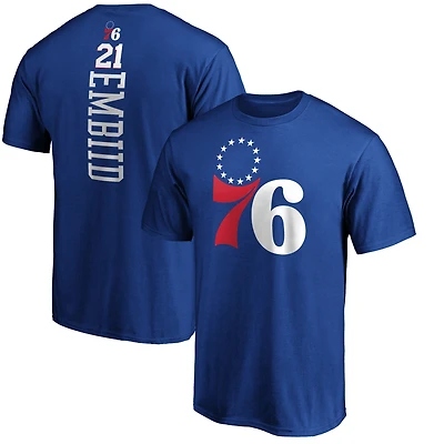 T-shirt Fanatics pour homme Joel Embiid Royal Philadelphia 76ers Playmaker avec nom et numéro