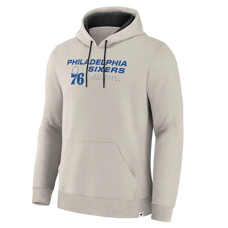 Men's Fanatics Off White Philadelphia 76ers Crossover Collection Blocked Shot Premium Pullover Hoodie