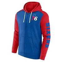Sweat à capuche entièrement zippé pour hommes Fanatics Royal/Red Philadelphia 76ers Big & Tall Down and Distance