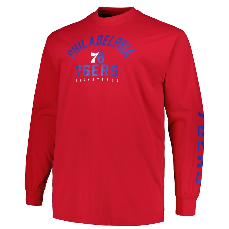Ensemble t-shirt à manches courtes et longues Fanatics Royal/Red Philadelphia 76ers pour hommes Big & Tall