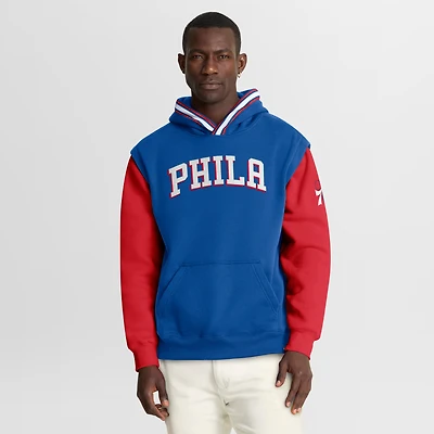 Men's Fanatics Royal/Red Philadelphia 76ers Half Court Shot Clock Fastbreak Hoodie