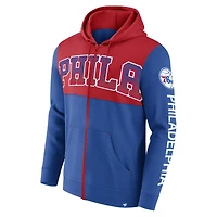 Men's Fanatics Royal/Red Philadelphia 76ers Skyhook Colorblock Full-Zip Hoodie