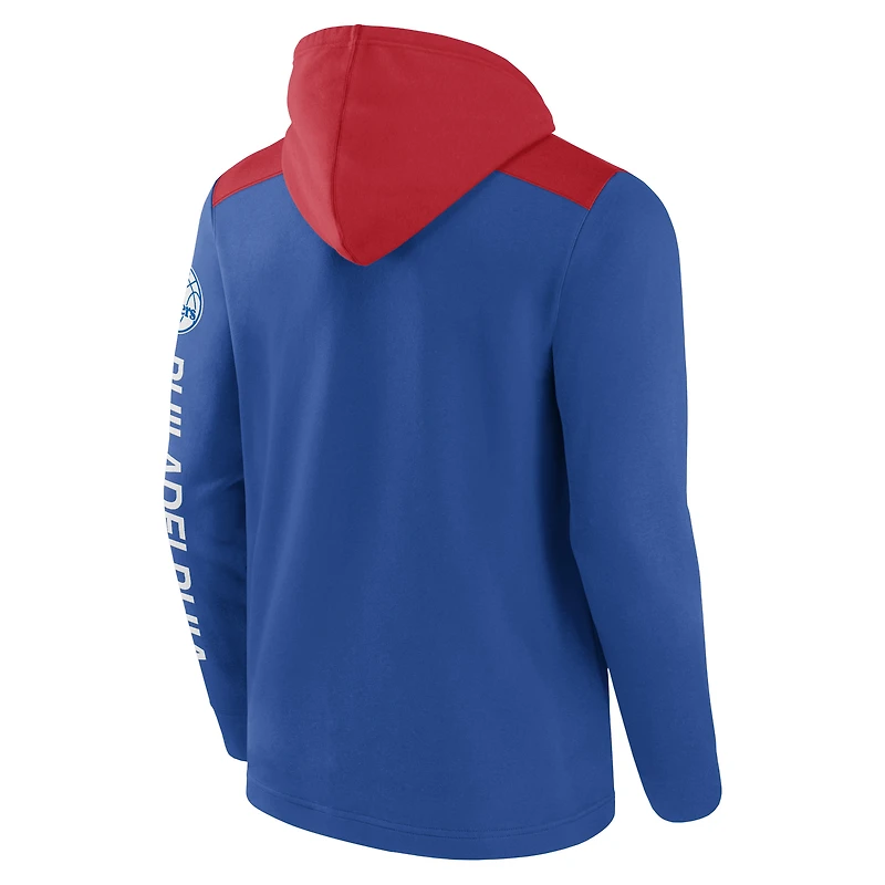 Men's Fanatics Royal/Red Philadelphia 76ers Skyhook Colorblock Full-Zip Hoodie