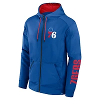 Sweat à capuche entièrement zippé Performance Baller Defender de Philadelphia 76ers Fanatics Royal pour homme