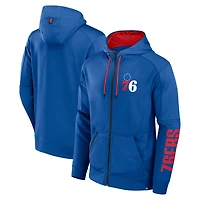 Sweat à capuche entièrement zippé Performance Baller Defender de Philadelphia 76ers Fanatics Royal pour homme