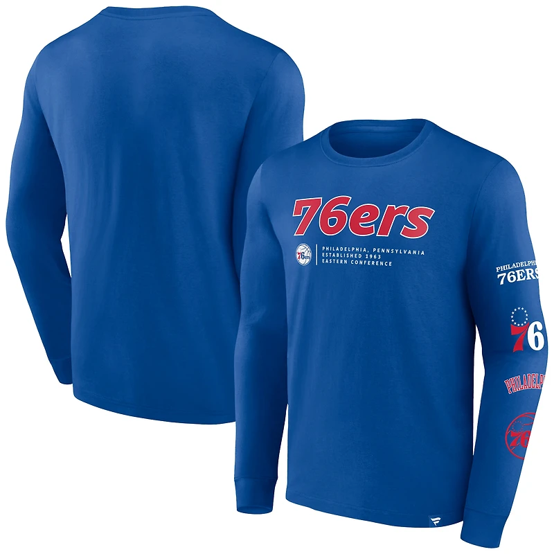 T-shirt à manches longues Fanatics Royal Philadelphia 76ers Baseline pour hommes
