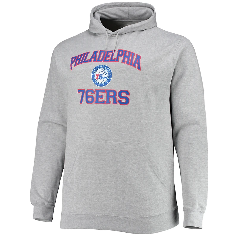 Men's Heathered Gray Philadelphia 76ers Big & Tall Heart Soul Pullover Hoodie