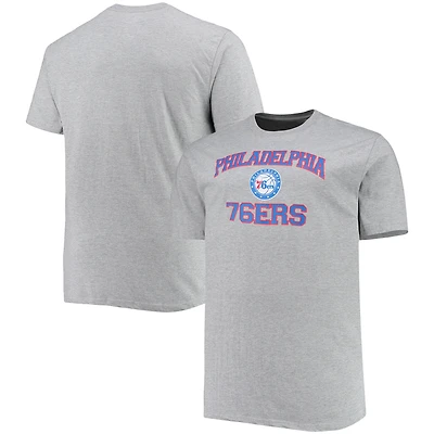 T-shirt gris chiné Philadelphia 76ers Big & Tall Heart Soul pour homme
