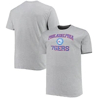 T-shirt gris chiné Philadelphia 76ers Big & Tall Heart Soul pour homme