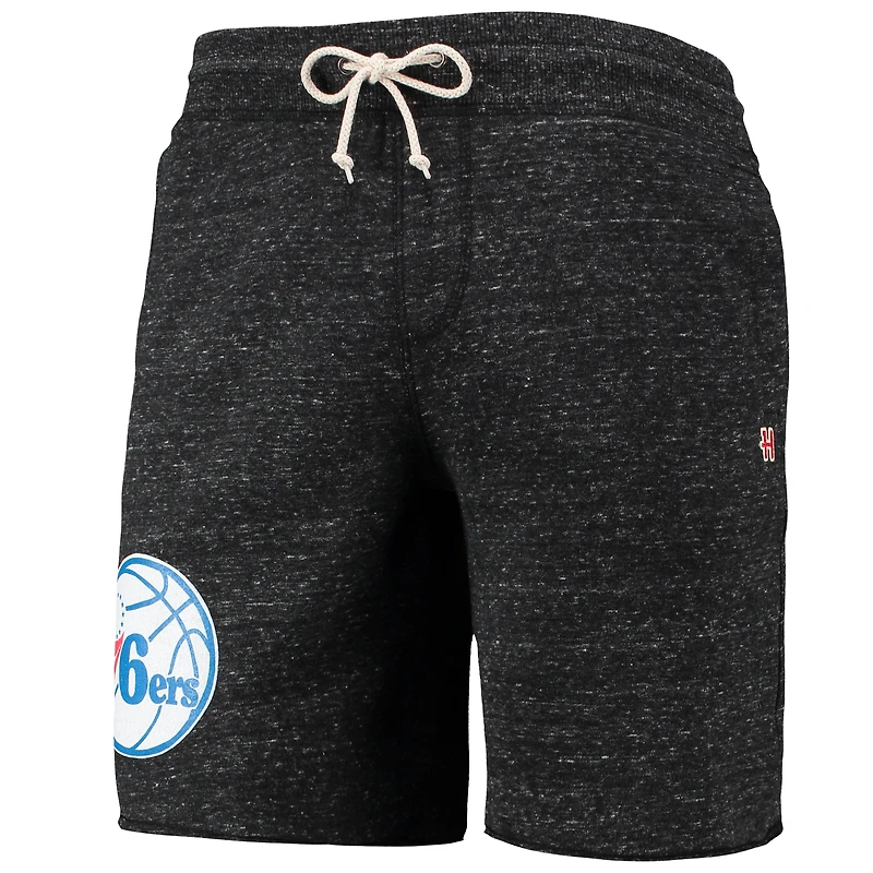 Men's Homage Charcoal Philadelphia 76ers Primary Logo Tri-Blend Sweat Shorts