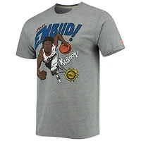 Men's Homage Joel Embiid Heathered Gray Philadelphia 76ers Comic Book Player Tri-Blend T-Shirt