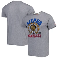 Men's Homage Tyrese Maxey Gray Philadelphia 76ers Caricature Tri-Blend T-Shirt