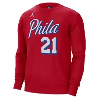 Sweat-shirt Jordan Brand Joel Embiid pour homme avec nom et numéro de déclaration des 76ers Philadelphie, rouge