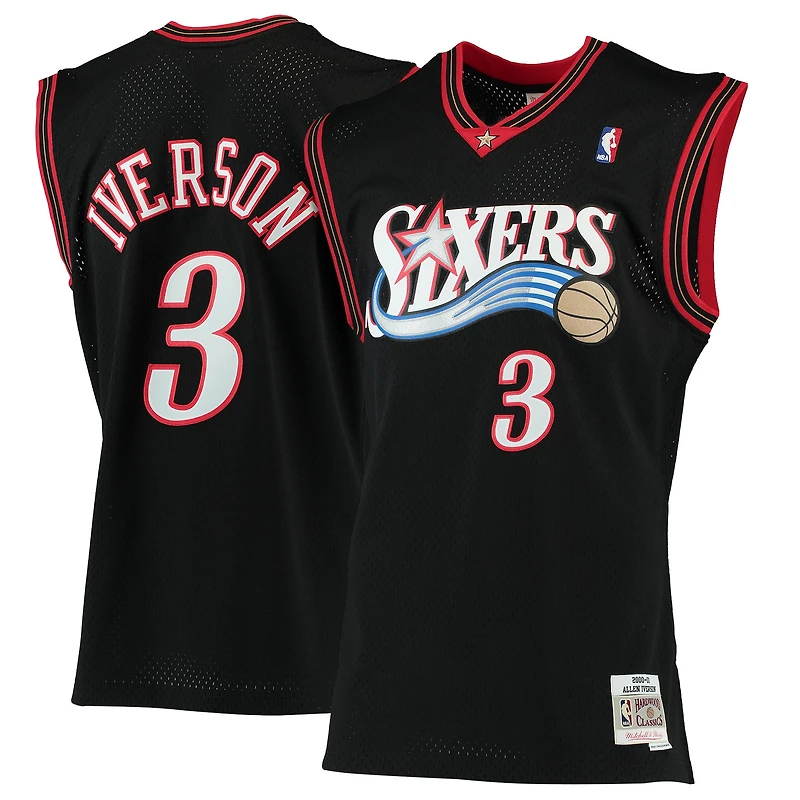 Maillot Swingman rouge Mitchell & Ness Allen Iverson Philadelphia 76ers 1996/97 Hardwood Classics pour homme