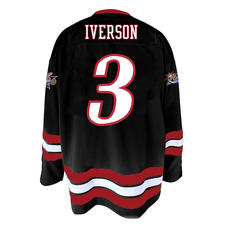 Maillot de hockey NBA Mitchell & Ness Allen Iverson noir Philadelphia 76ers pour homme, grandes tailles