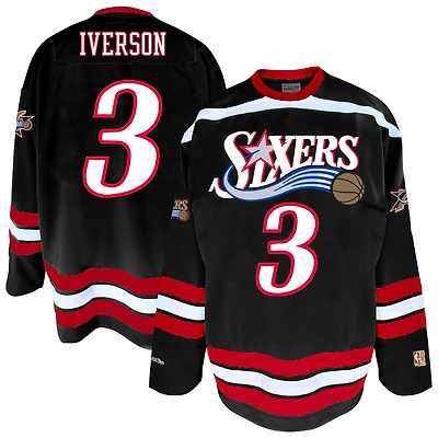 Men's Mitchell & Ness Allen Iverson Black Philadelphia 76ers Big Tall NBA Hockey Jersey