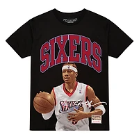 Men's Mitchell & Ness Allen Iverson Black Philadelphia 76ers Hardwood Classics Player Arch T-Shirt